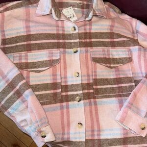 Barbie Pink and Brown Plaid Button Down Shirt